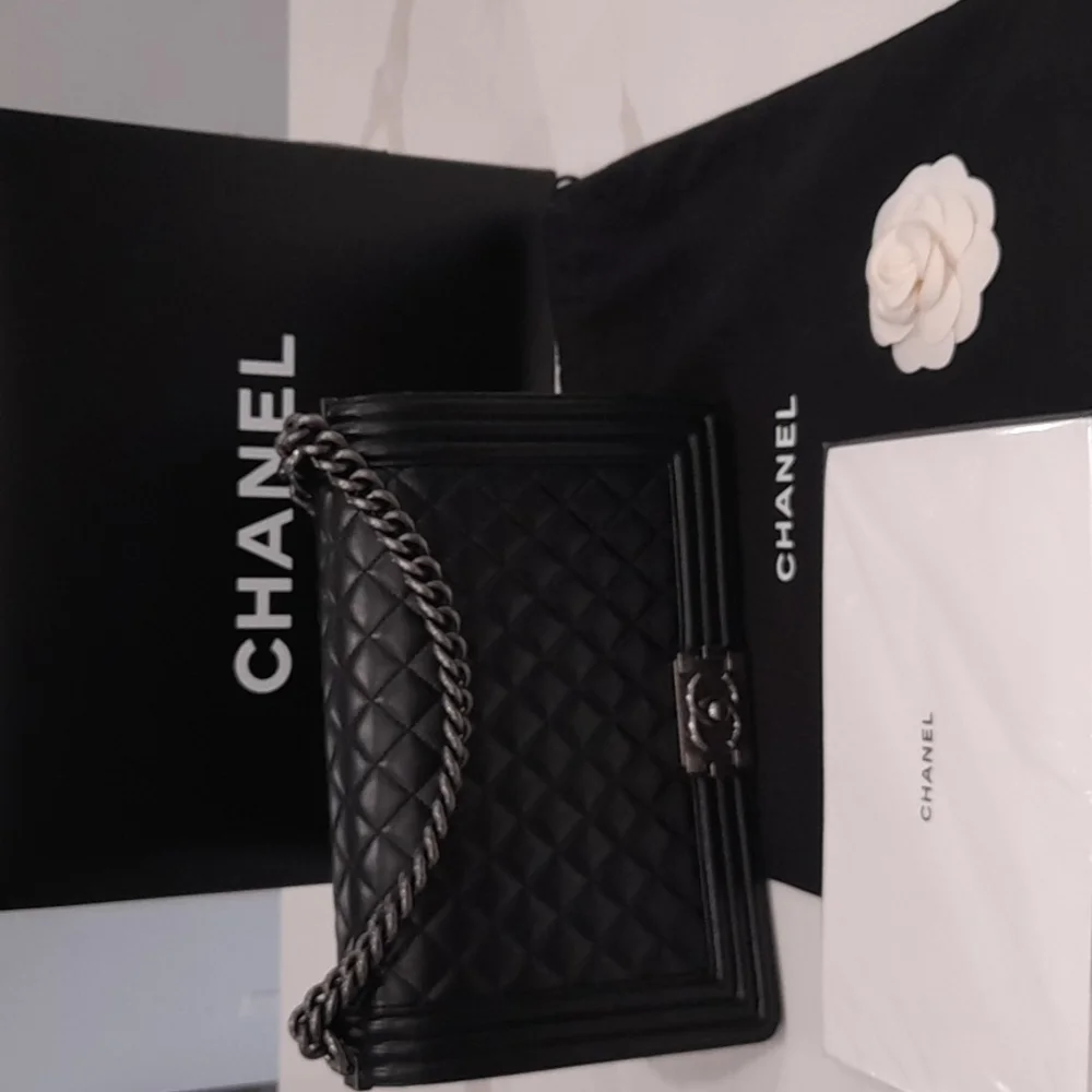 Authentic Chanel Boy Bag Crossbody in Black